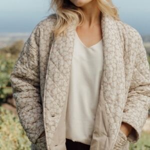 EUC Neuflora Lynwood Floral Cotton Quilted Women's Coat Jacket Size Small